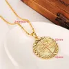 Women men's Faith Solid Gold GF 24K Yellow Chain Round Shape Pendant Jewelry 19 6 Classic Muslim Whole254p