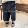 Byxor 2023 Autumn Children Casual Pants Baby Denim Harem Girls Lose Solid Kids Wide Leg Fashion Boys Jeans