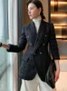 Ternos femininos blazers estilo outono pequeno perfumado preto temperamento lã terno jaqueta feminina blusa de autocultivo 231025