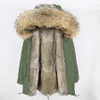 nuovo inverno donna cappotto parka giacca grande collo di pelliccia di procione con cappuccio staccabile fodera in pelliccia di coniglio rex stile di marca Top brand 201112
