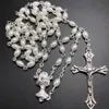 Pendentif Colliers 10pcs / Set Blanc 6 4mm Verre Poire Rosaire Ovale Perle Catholique Rosario Mignon Collier De Perles Calice Center288b