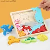 الألغاز Montessori Wooden Toys 3D Jigsaw Puzzle Tangram Math Toys Baby Hand Handsples Match Match Puzzle Toys for Kidsl231025