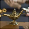 Nyhetsartiklar Nya artiklar Fairy Tale Aladdin Magic Lamp Vintage Censer Creative Metal Aroma Burner rökelse Burner Julklapp We Dh436