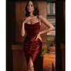 Casual Dresses Sexy Dress Off Shoulder Slip Women Midi Bodycon Summer 2021 Satin Strappy Backless V Neck Party352l