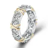 Bague de mariage professionnelle Eternity Diamonique CZ, imitation diamant 10kt, or blanc et jaune, bague croisée, taille 5-12