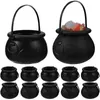 Plates Halloween Witch Black Jar Plastic Basket Candy Pot Children Hand-held Fire Bucket Props