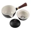 Servis uppsättningar keramiskt sidhantering kanna traditionell tekanna mini roterande verktyg hushåll handhållna turkiska glasögon 360 graders rotation delikat