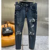 Jeans pour hommes Mode Hommes Automne Hiver Break Hole Casual Slim Fit Stretch Denim Pantalon Bleu Crayon Pantalon