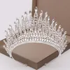 Trendy Silber Farbe Strass Kristall Königin Große Krone Braut Hochzeit Tiara Frauen Schönheitswettbewerb Braut Haarschmuck Schmuck M292F