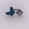 marka luksus love słodka koniczyka Butterfly Pierścienie zespołu dla kobiet Mother of Pearl Blue Limited Edition Śliczny urok elegancki pierścionka biżuteria ślubna miły prezent