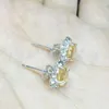 Boucles d'oreilles à tige en argent Sterling 925, véritable fleur de Citrine naturelle, 0,7 ct, 2 pièces, pierres précieuses pour hommes ou femmes, bijoux fins C971608