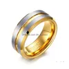 Anneaux de bande Mode 8mm Hommes Anneaux en acier inoxydable Colorf Groove Bord biseauté Bague de fiançailles de mariage Anniversaire Bijoux Drop Del Dhga Otl3A