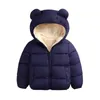 Vestes Bébé hiver manteau enfants décontracté solide mignon oreille à capuche doudoune salopette neige vêtements chauds pour enfants garçons filles corps 231025