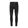 Jeans Lila Designer für Herrenhose Gestapelte Jeans Stickerei Distressed Ripped Biker Slim Straight European Jean Hombre Herrenhosen Hosen