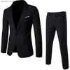 Costumes pour hommes Blazers Hommes costumes Blazers 3 pièces 2 ensembles élégant luxe mariage affaires gilet pantalon bleu manteaux 2022 vestes formelles coréen livraison gratuite Q231025