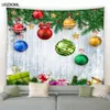 Tapisseries Tapisserie de Noël Corde Boule Branche de Pin Bonhomme de Neige Arbres de Noël Planche de Bois Flocon de Neige Année Tenture Murale Maison Salon Décor 231023