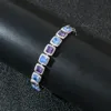 Girocolli Candy Collana Hiphop da uomo 10 mm quadrati blu viola zirconi BlingChain 231025