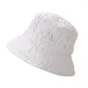 Bérets Vintage élégant dentelle seau chapeau femmes été plage soleil mode coréenne casquettes respirant pêcheur casquette mince creux parasol