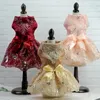 Vêtements de chien élégant Bowknot robe de mariée chiot princesse fleur brodée luxe design vêtements pour petits chiens fête bal