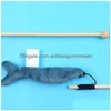 Kota Plush Blue Wand z Bell Kitten Fishes Teaser Sticks Do żucia interaktywne drzewo wędkarstwo Pet Piele Placking Pomysły na upuszczenie DHD12