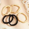 Acessórios de cabelo 5/10 Pcs Pure Mulberry Silk Scrunchies Laços para Mulheres Meninas Curly Grosso Fino Mulheres Preto Cetim