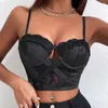 Canotte Canotte Corsetto Top Bustier Top per donna Spaghetti regolabile Cami Crop Tank Lace Ladies Sexy Sheer Bralette