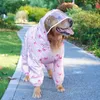 Vestuário para cães Labrador Golden Retriever Raincoat Impermeabilização All-Inclusive Quatro Pernas Desenhos Animados Grandes Roupas para Animais de Estimação