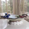 Plattor Magpie och Azalea Oval European Fruit Plate vardagsrum Luxury Tea Bord Dekoration Lagring Tray Housar Warming Gift