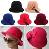 Berretti Ragazza Elegante Berretto da Pescatore Autunno Inverno Cappello Caldo Donna Vintage Retro Feltro Secchiello Bombetta Cloche