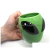 Mokken 3D Alien Mok Keramische beker Cartoon Nieuwigheid Cool Mysterieus Ufo-vormig Opvallend Koffie Thee Kerst Verjaardagsfeestje Gunst 400 ml Dhgk9