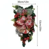 Decorative Flowers 30x53cm Red And White Upside-Down Tree Wreaths For Christmas Outdoor Home Garden Round Wall Decoration