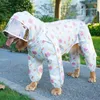 Vestuário para cães Labrador Golden Retriever Raincoat Impermeabilização All-Inclusive Quatro Pernas Desenhos Animados Grandes Roupas para Animais de Estimação