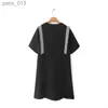 Grundlegende Freizeitkleider Große Damen 2023 Sommer Neues schlankes, lockeres Kurzarm-Pullover-Kleid in Übergröße 3XL 4XL 5XL 6XL YQ231025