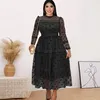 Robes de grande taille à manches longues robe en tulle à pois chic une ligne Slim Fit Midi femmes voir à travers dame robes de soirée 5XL292M