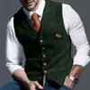 Gilet da uomo Gilet in tweed di lana scozzese con intaglio a spina di pesce Gilet da uomo formale formale Groomman per gilet da uomo284c