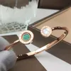 Charm Women Jewelry Gold Bangle Simple Double Flipped Beimu Agate Opening Design Fashion