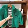 kids clothes Children's outerwear love plush winter girls boys green khaki dark blue white autumn 90-150