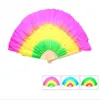 Stage Wear 2pcs 50cm Sequine Belly Dance Fan Veils Short Hand Bamboo Folding For Dancer Practice Gradient Color