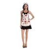 Vestidos casuais sexy menina mulheres Hallowmas Halloween sangue 3D imprime elástico sem mangas skater vestido plissado