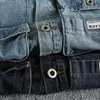Kurtki męskie ciężkie retro dżinsowe kurtkę nową trójwymiarową odzież kieszonkową kieszonkową jaszczarkę YQ231025