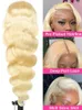 Pruiken 30 36 inch 613 Blonde frontaal 13x4 13x6 Bodygolf voor 360 Lace Human Hair Voorgeplukt Remy Braziliaanse pruik 231024