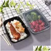Disposable Dinnerware Disposable Lunch Box Microwave Eco-Friendly Food Containers 3 Compartment Bento Black Meal Prep 1000Ml Drop Deli Dhrh3