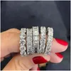 Anillos de banda Anillo de cristal Cz Zircon Compromiso Anillos de boda para mujeres Hombres Dedo Fiesta Joyería Drop Entrega Dhgarden Otpfh