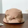 Berets High Quality Women Solid Color Winter Hat Wool Warm Bucket Lace Bow Lady Party Cloche Crushable Bowler