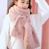 Scarves Winter Real Scarf Women Soft Warm Knitted Wraps Long Fashion Neck Warmer Solid Color Thickened Shawls And