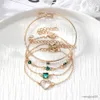 Corrente moda verde em forma de coração pulseira de cristal quadrado para mulheres meninas cor de ouro pulseira presente para amante festa jóias r231025
