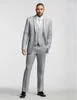 Men's Suits Italian Custom Made Grey Groom Black Lapel One Button Jacket Pants Tie Vest Mens Tuxedos For Wedding Groomsmen
