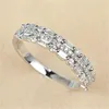 Bröllopsringar Engagemang Silverfärglegering Birthstone Women Ring Wholesale Fashion