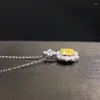 Chaînes 1 ct Mariage Jaune Moissanite Diamant Collier 18K 750 Couleur Blanche VVS H006 avec un certificat