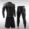 Herrspårar manliga snabbtorkning av sportkläder Kompressionskläder Fitness Training Kit Thermal Underwear Men's Running Sports Suit MMA Rashgard Q231025